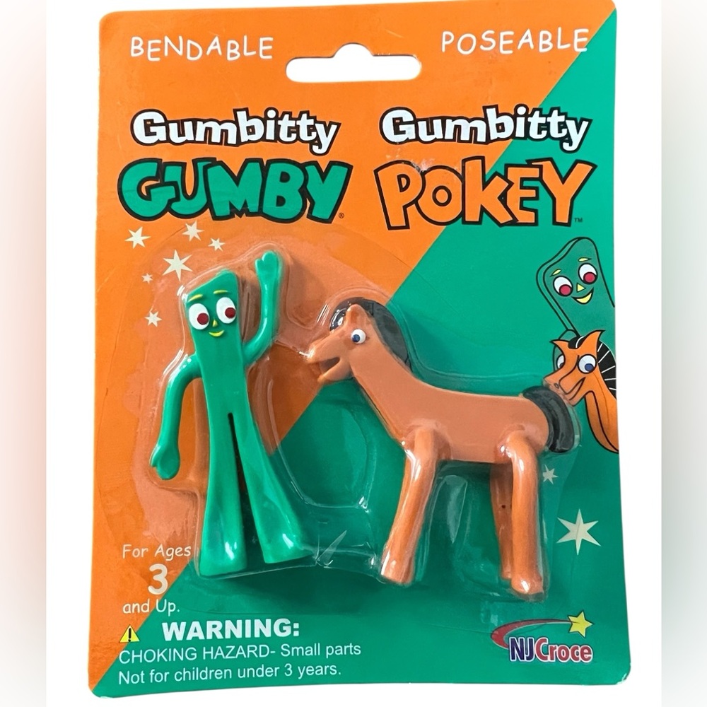 Vintage Gumbitty Gumby & Pokey Bendable Figures – NJ Croce – Poseable Toy Set